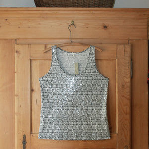 J.Crew Black & White Tank~Sequins